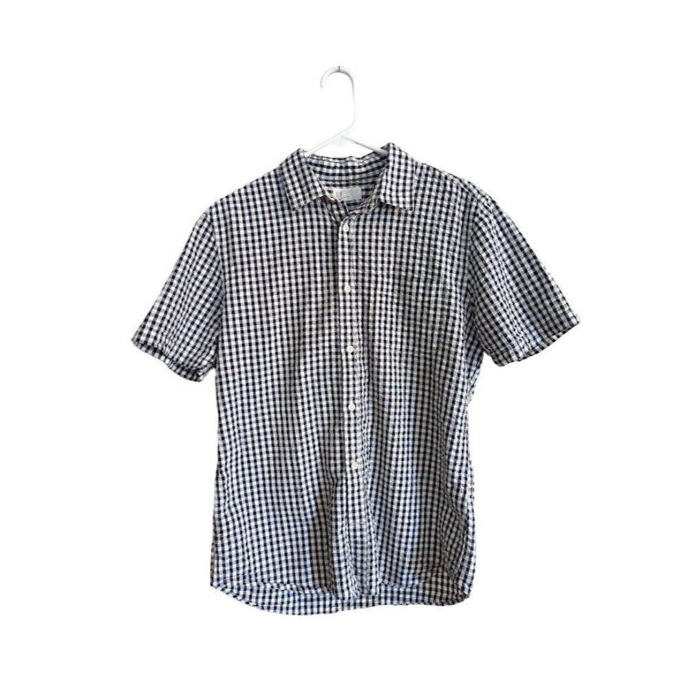 Gap Button-Down Navy/White Gingham Dress Shirt Men's Medium